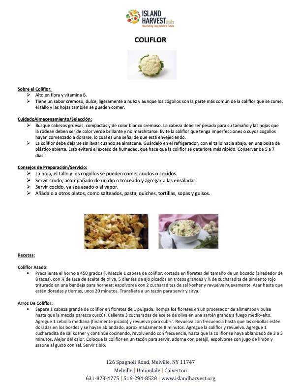 Cauliflower Tips & Recipes NP