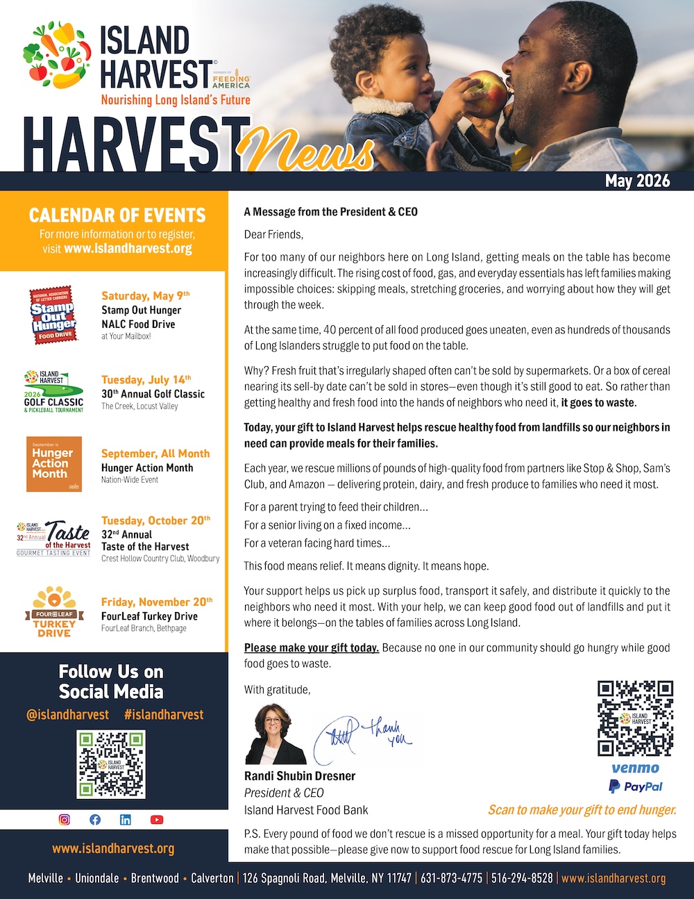 Screenshot of a Message From The President And CEO of Island Harvest